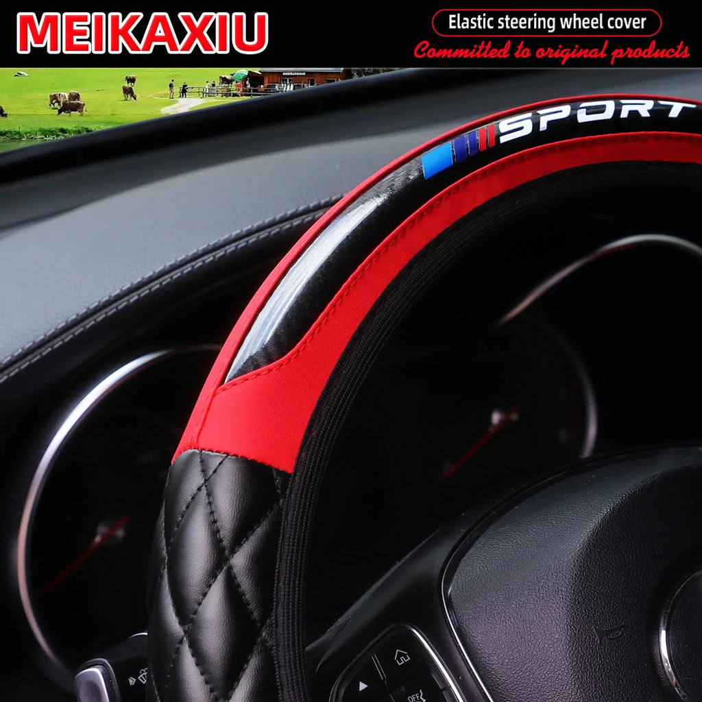 New Crystal Carbon Fiber Sport Steering Wheel Cover – Universal Fit, All-Season, Hubless Design
