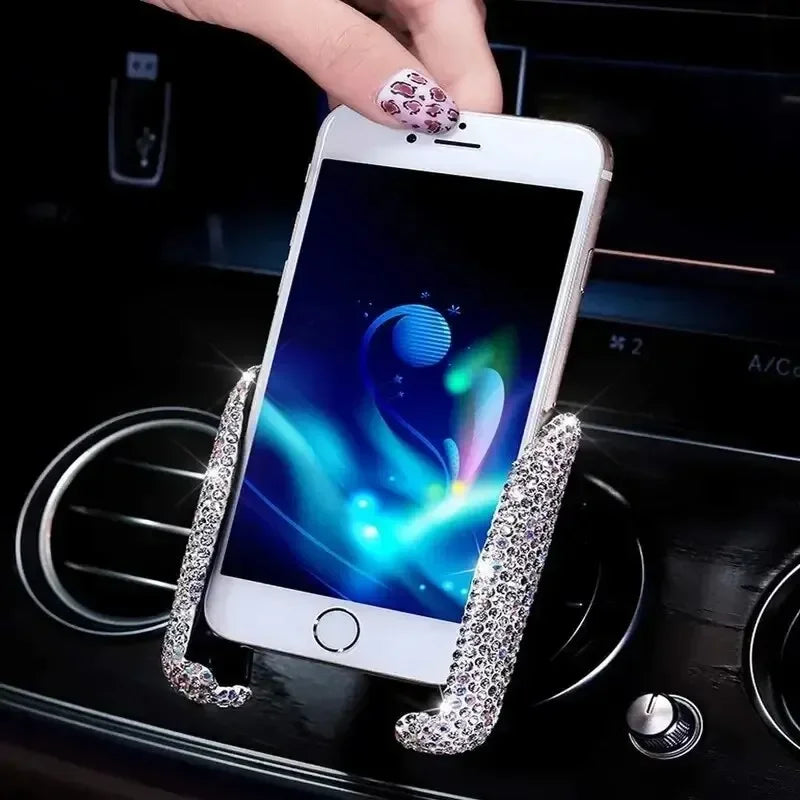 360° Glitter Car Phone Holder – Gravity Air Vent Mount for GPS & Mobile