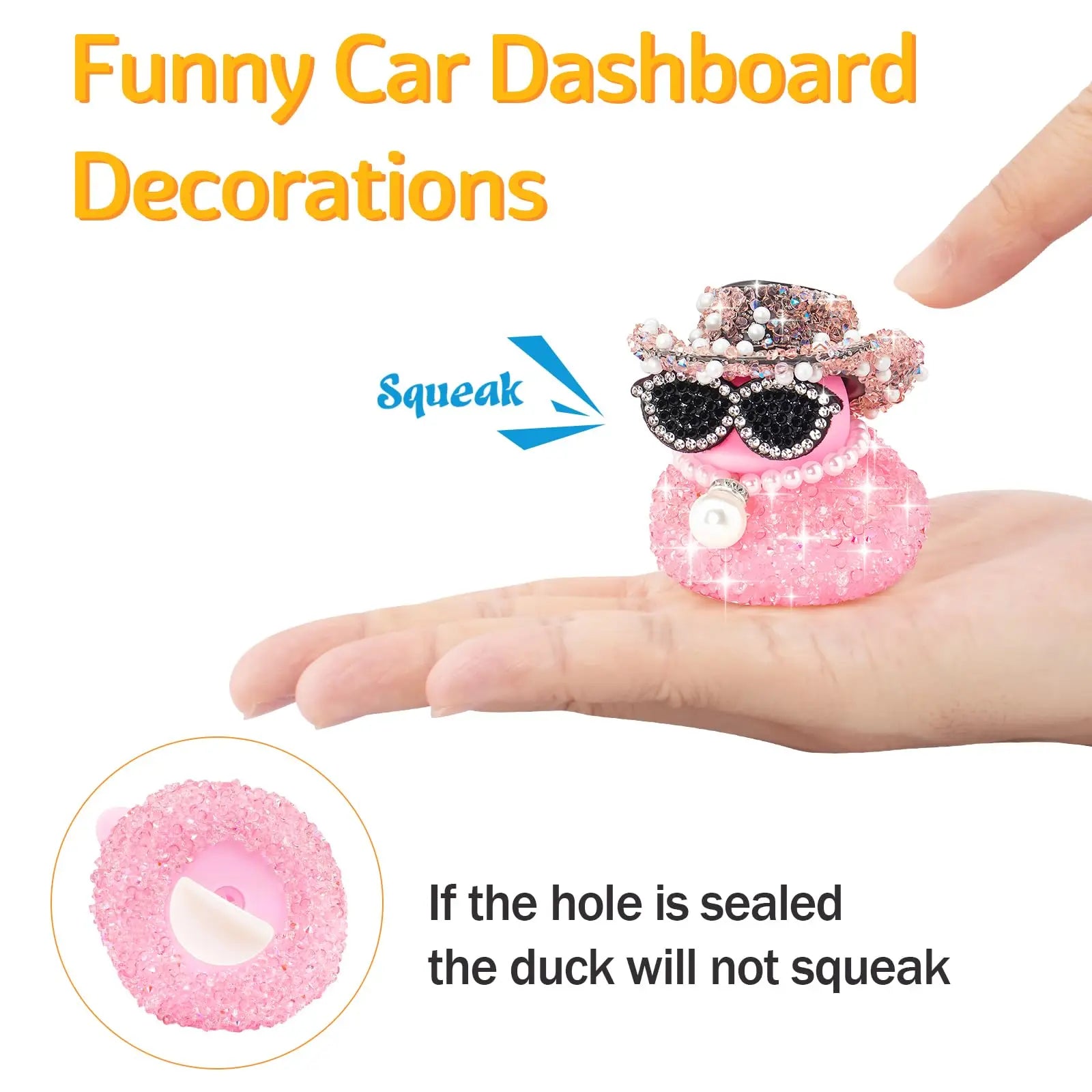 Pink Bling Diamond Rubber Duck – Car Dashboard Decoration Accessory