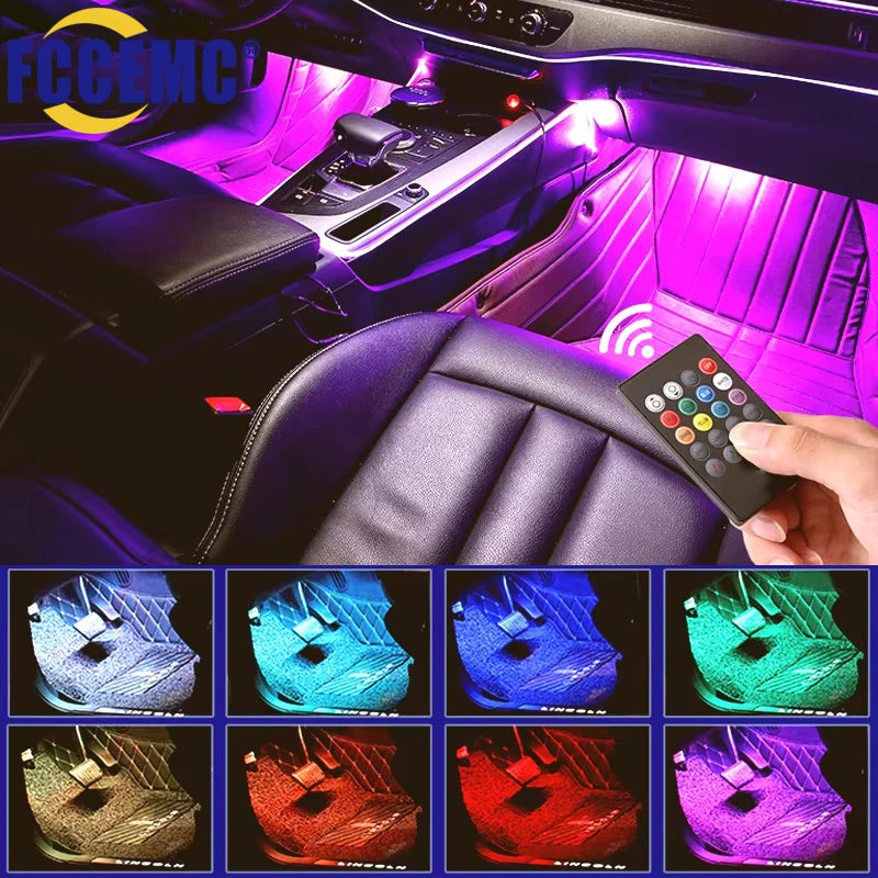 Universal RGB Car Ambient LED Strip Lights – 8 Colors Interior Atmosphere