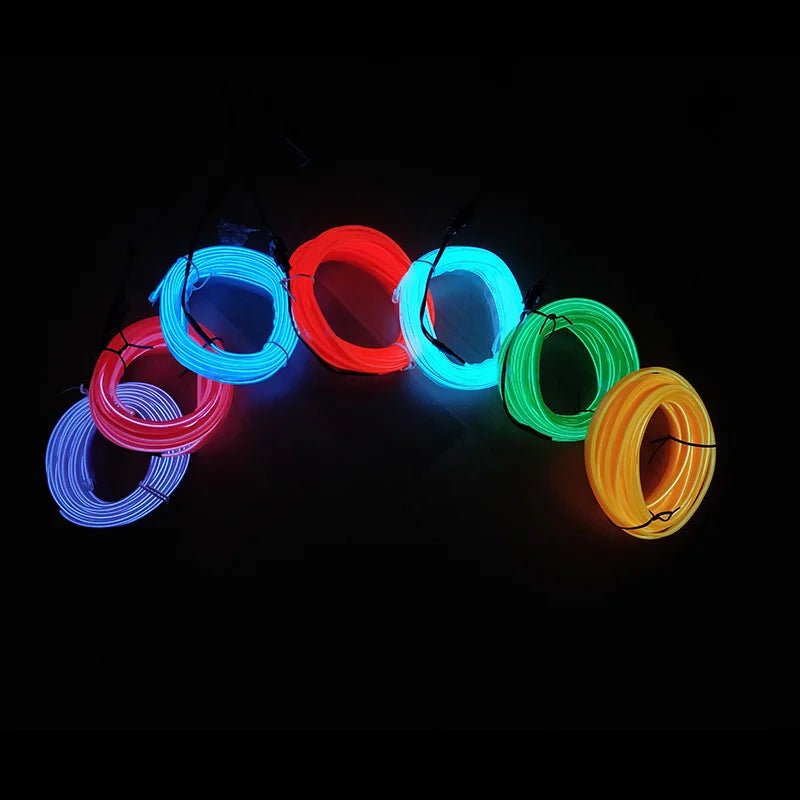 Flexible EL Wire LED Neon Strip – Car Interior Ambient DIY Light (USB, 1M–5M)