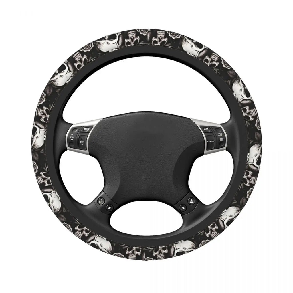 Universal Skull Steering Wheel Cover – Anti-Slip Grip Protector (Hubless Design)