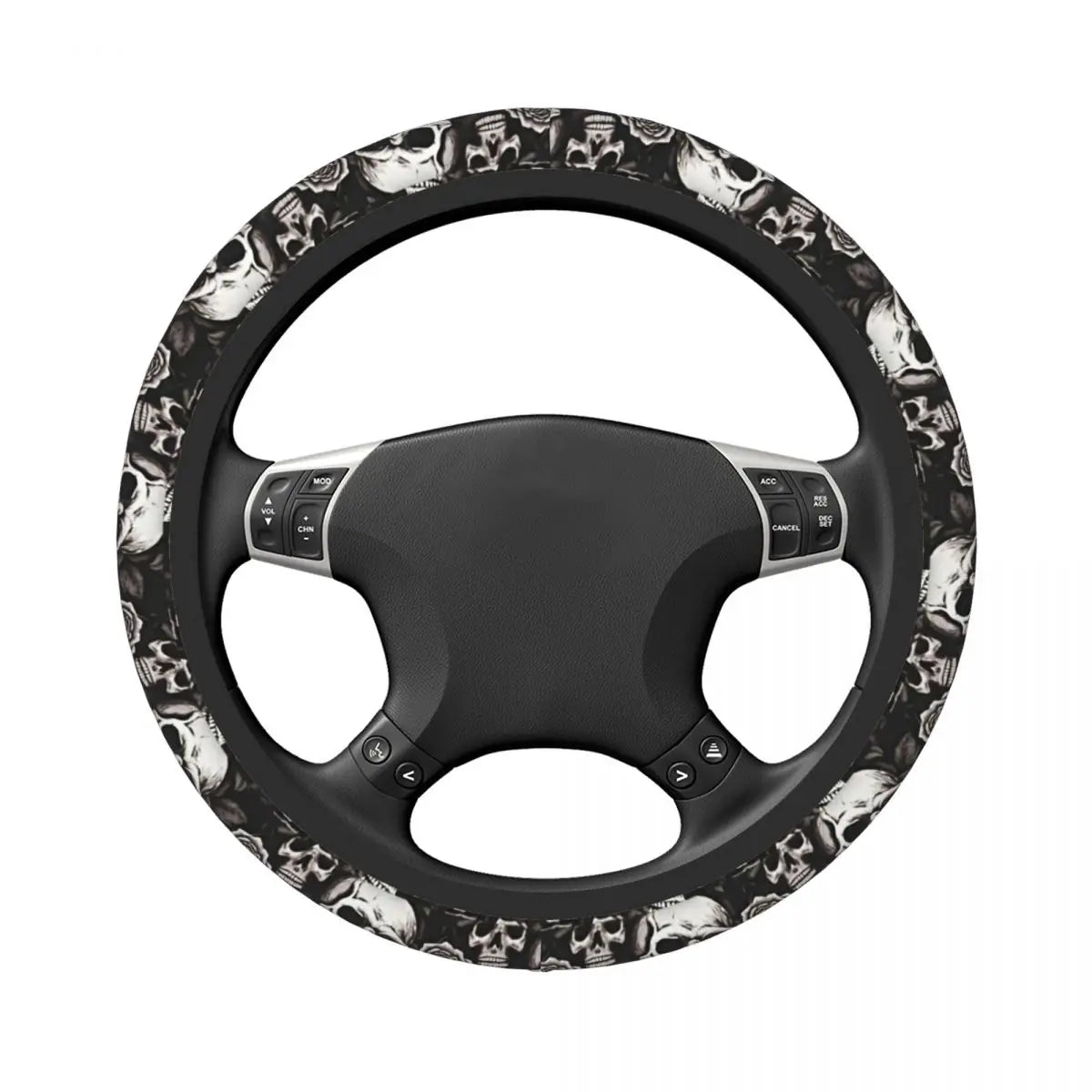 Universal Skull Steering Wheel Cover – Anti-Slip Grip Protector (Hubless Design)
