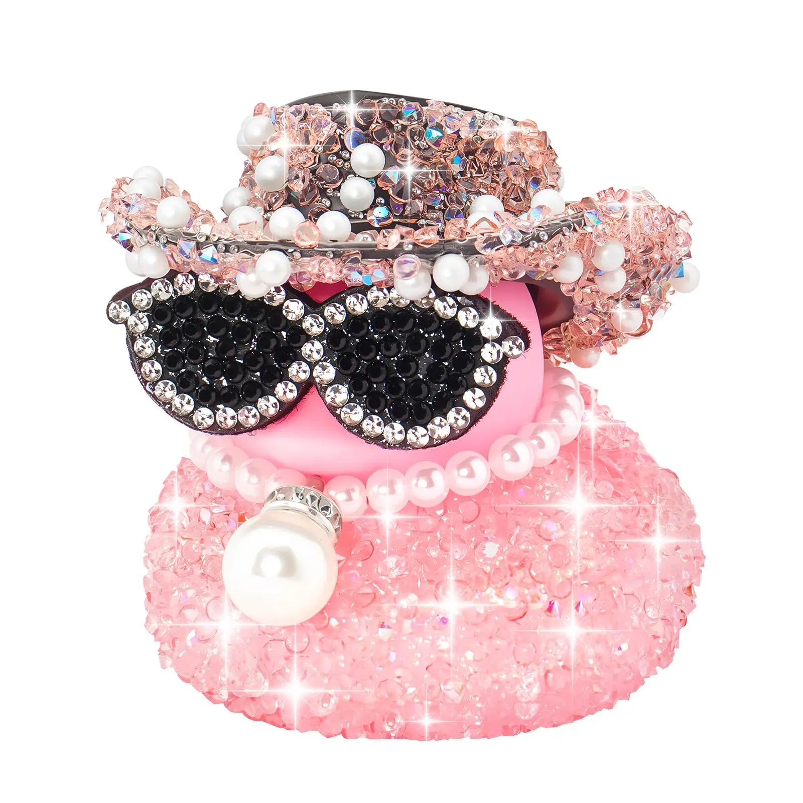Pink Bling Diamond Rubber Duck – Car Dashboard Decoration Accessory