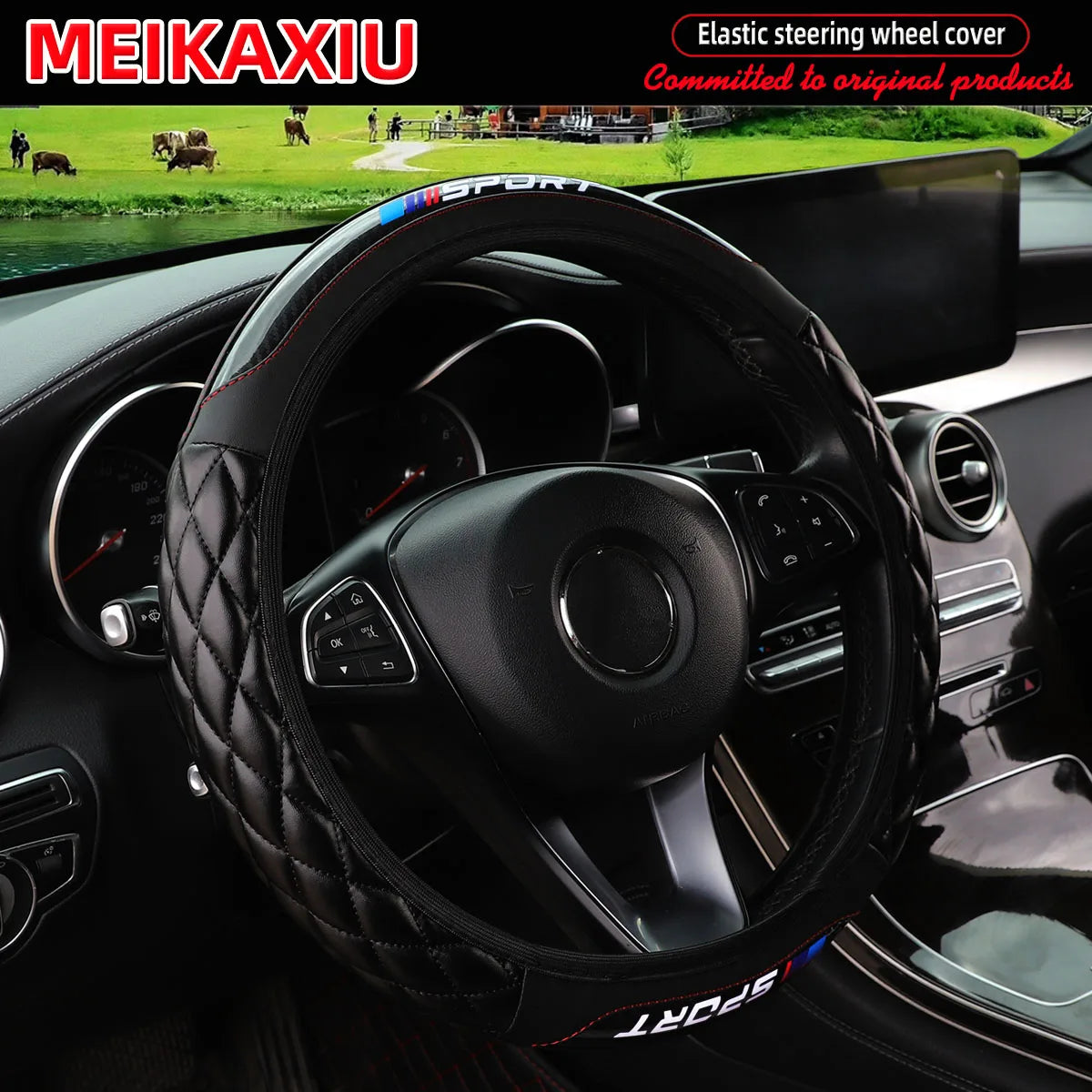 New Crystal Carbon Fiber Sport Steering Wheel Cover – Universal Fit, All-Season, Hubless Design