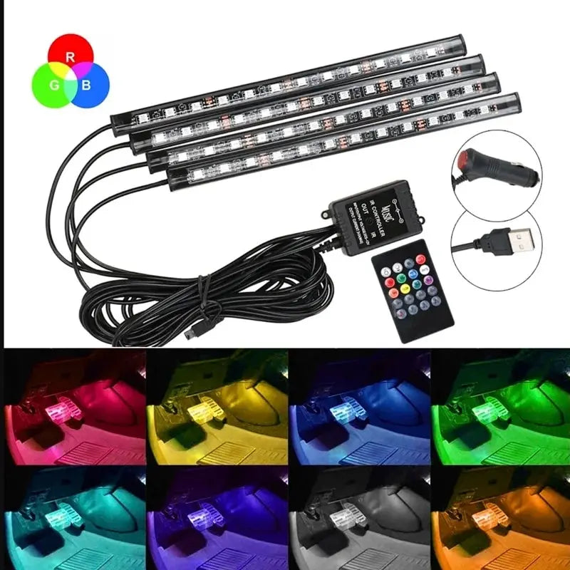 Universal RGB Car Ambient LED Strip Lights – 8 Colors Interior Atmosphere