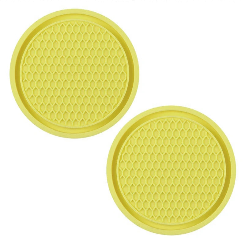 Bling Rhinestone Car Cup Holder Mats (2pcs) – Stylish Anti-Slip & Heat Resistant Interior Accessory