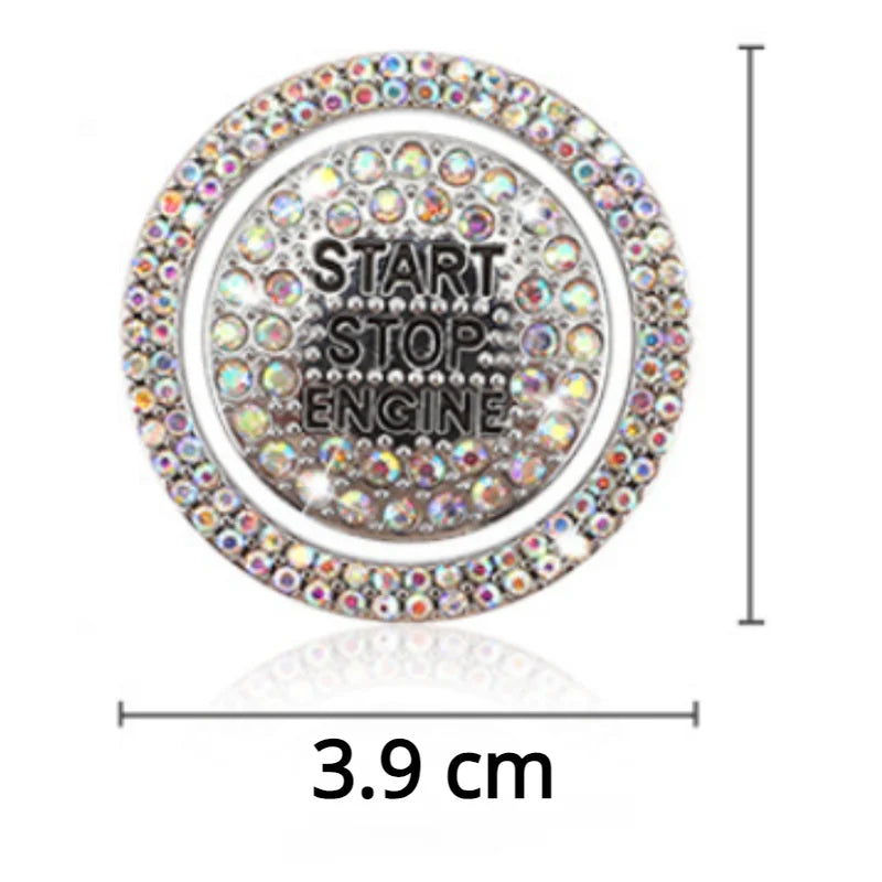 Diamond Rhinestone Start Button Trim – 2pcs Car Interior Protective Decor Set