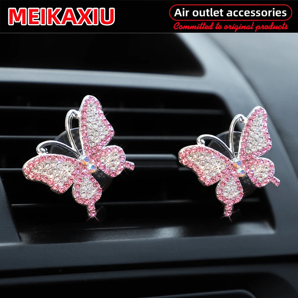 Luxury Butterfly Diamond Air Vent Clips – Sparkling Car Interior Fragrance Decor