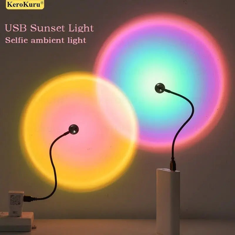 Kerokuru USB Sunset LED Lamp – Rainbow Neon Projector Atmosphere Light