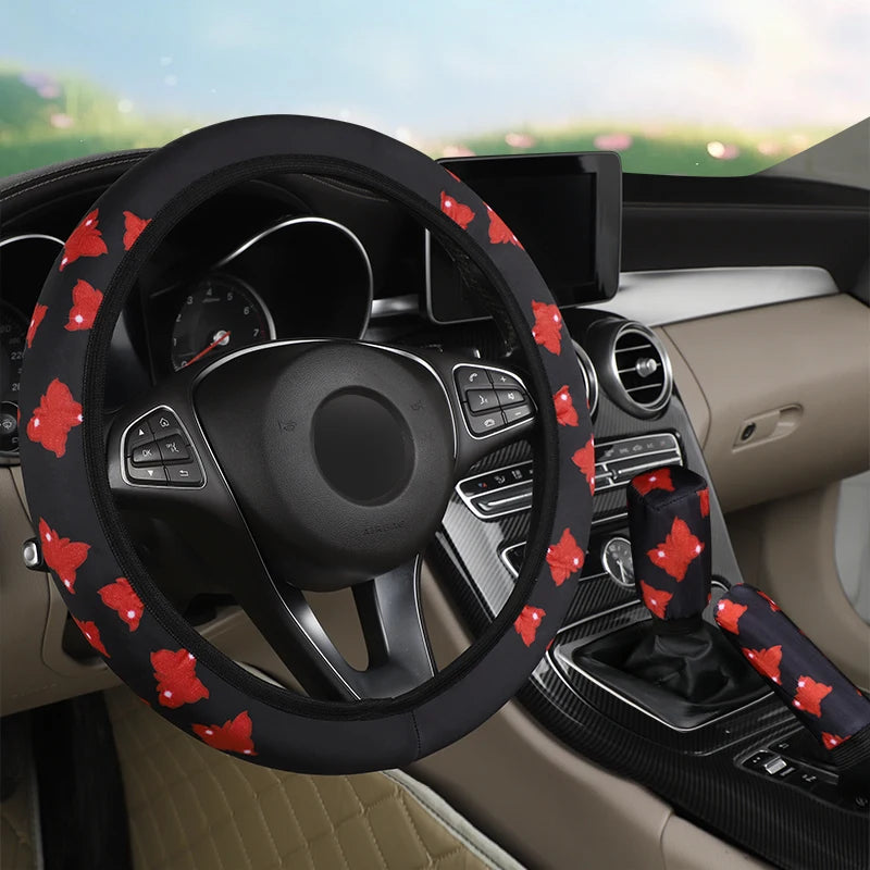 3-piece butterfly steering wheel cover set that adds a stylish and elegant touch to your car interior. Includes matching covers for steering wheel, handbrake, and gear shift for a coordinated look. 🚗🦋✨