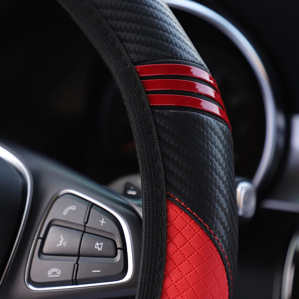 Little Monster PU Leather Steering Wheel Cover – 14.5–15 inch (No Inner Ring)