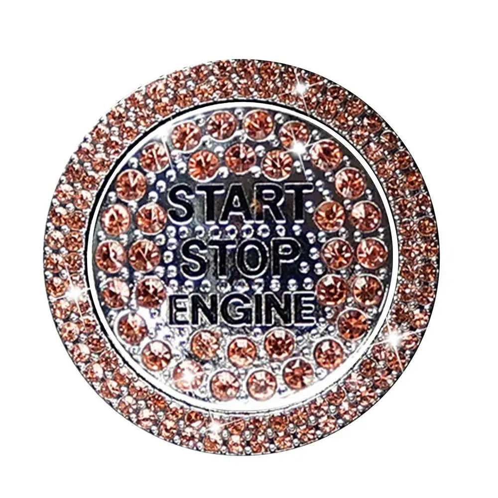 Diamond Rhinestone Start Button Trim – 2pcs Car Interior Protective Decor Set