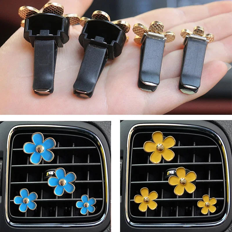 Floral Car Air Vent Clips (4pcs) – Aromatherapy Perfume Diffuser Interior Decor