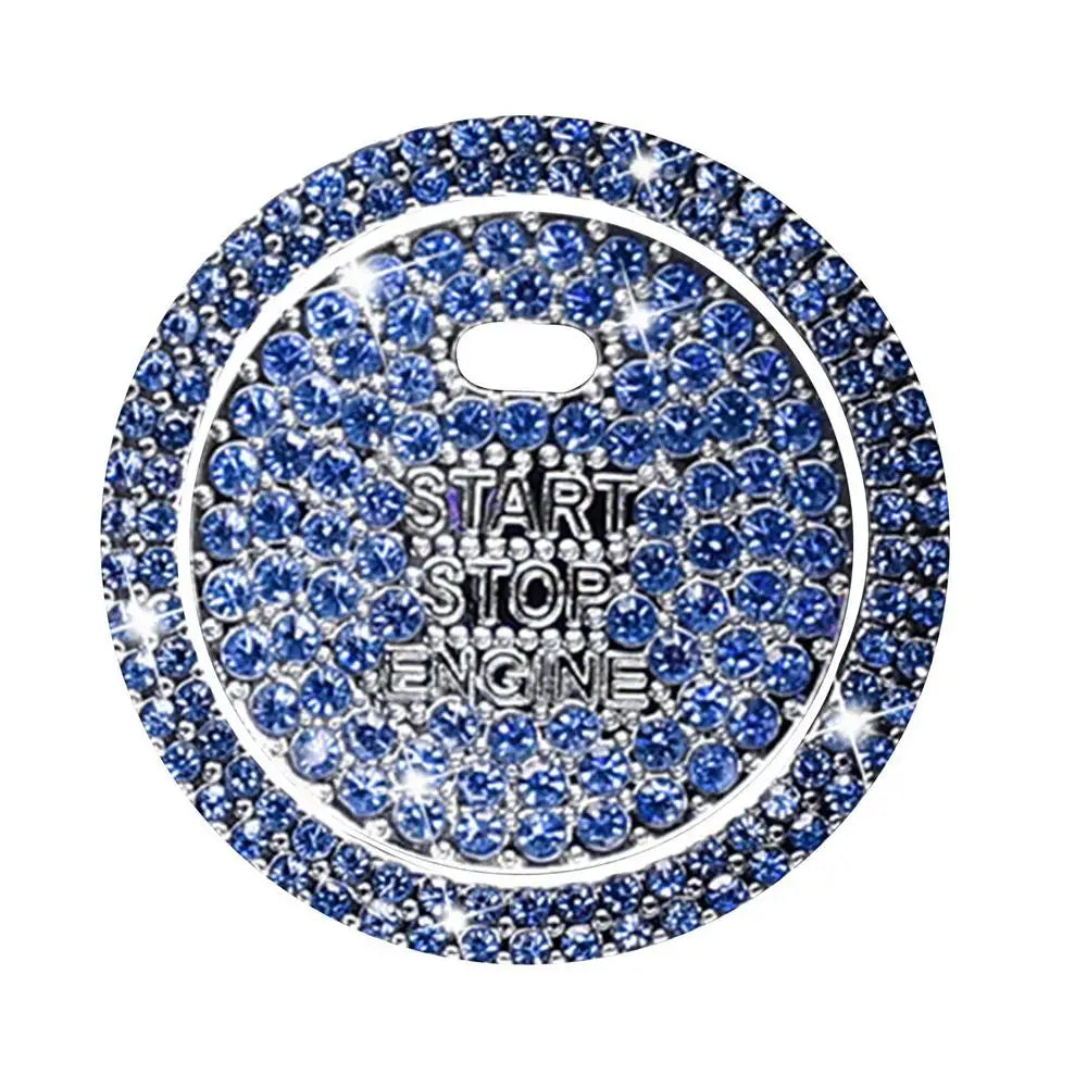 Diamond Rhinestone Start Button Trim – 2pcs Car Interior Protective Decor Set