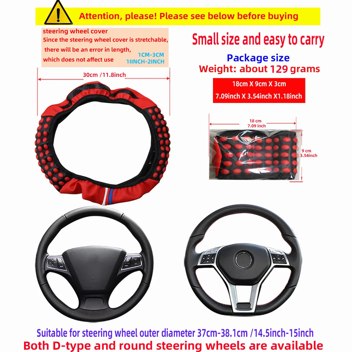 Carbon silicone massage steering wheel cover with textured grip for better control and comfort while driving. Durable, stylish, and designed to fit 14.5–15 inch wheels without an inner ring. 🚗✨