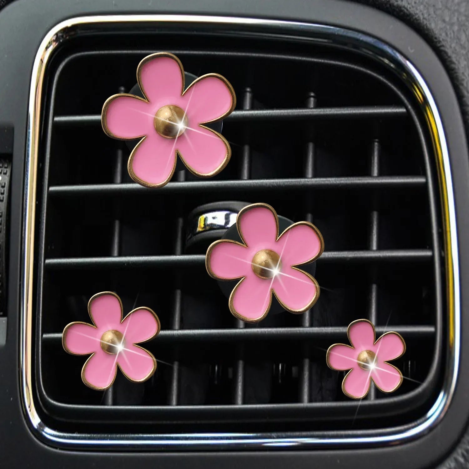 Floral Car Air Vent Clips (4pcs) – Aromatherapy Perfume Diffuser Interior Decor