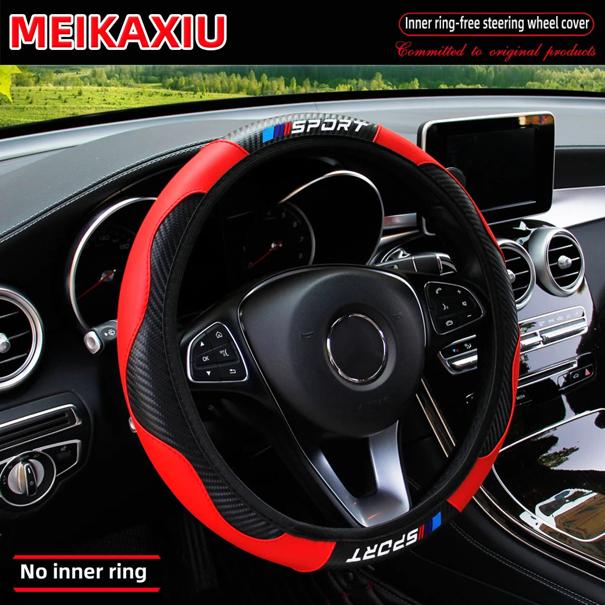 Sport Carbon Fiber Steering Wheel Cover | All-Season Fit (37–38 cm)