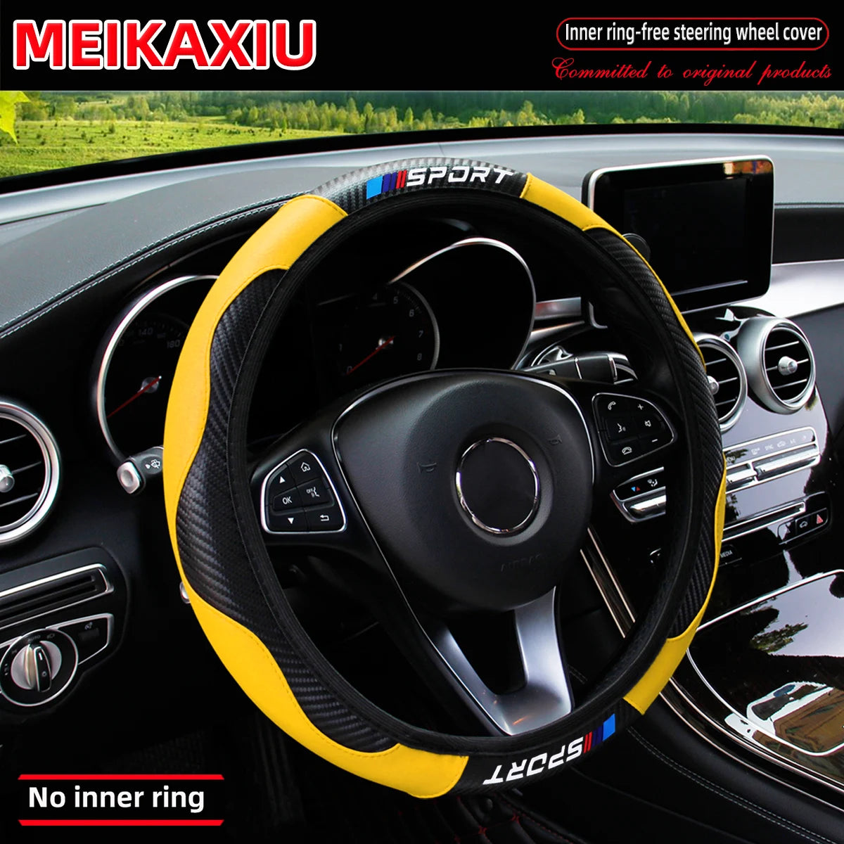 Sport Carbon Fiber Steering Wheel Cover | All-Season Fit (37–38 cm)