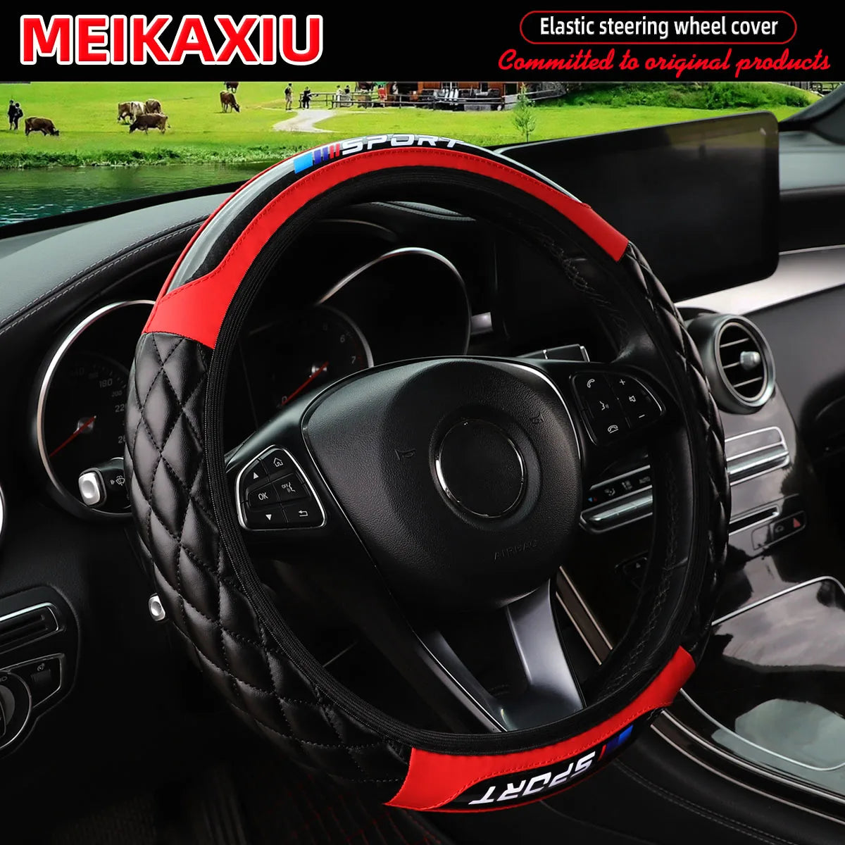 New Crystal Carbon Fiber Sport Steering Wheel Cover – Universal Fit, All-Season, Hubless Design