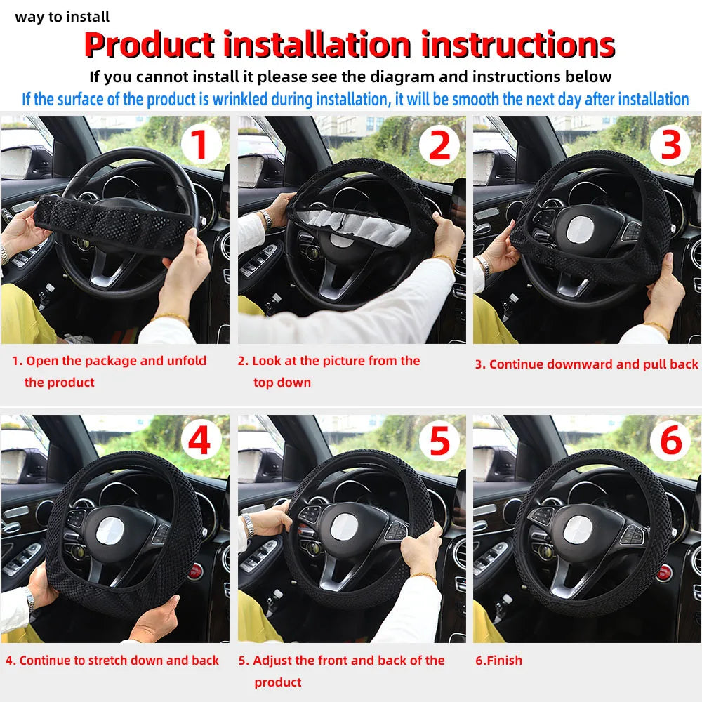 Little Monster PU Leather Steering Wheel Cover – 14.5–15 inch (No Inner Ring)
