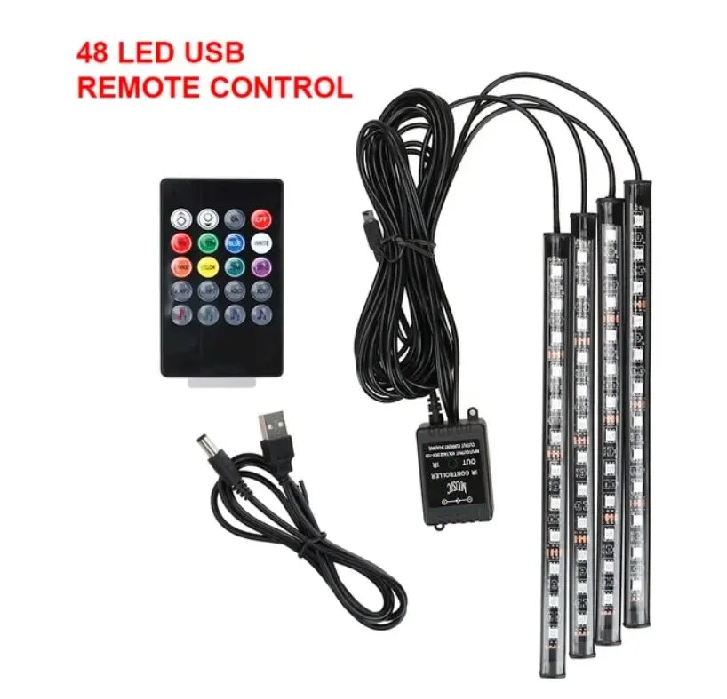 Universal RGB Car Ambient LED Strip Lights – 8 Colors Interior Atmosphere