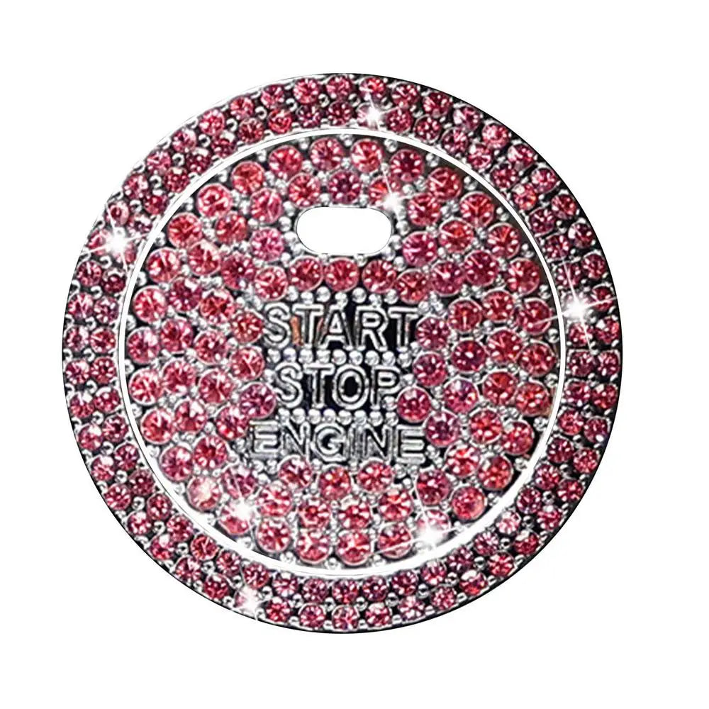 Diamond Rhinestone Start Button Trim – 2pcs Car Interior Protective Decor Set