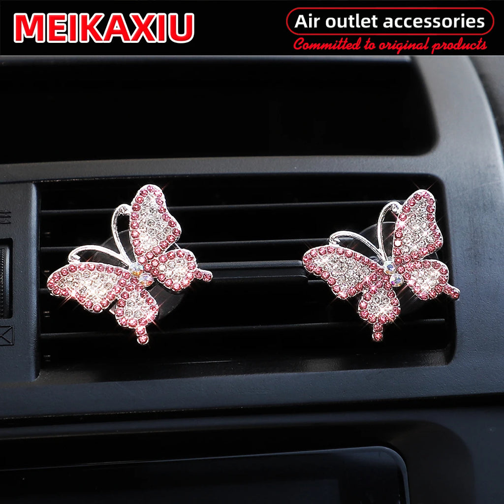 Luxury Butterfly Diamond Air Vent Clips – Sparkling Car Interior Fragrance Decor