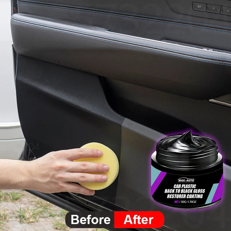 Restore your car’s shine with this plastic restorer that brings faded surfaces back to a deep black, glossy finish. Perfect for interior panels and trims with long-lasting protection and polish. 🚗✨