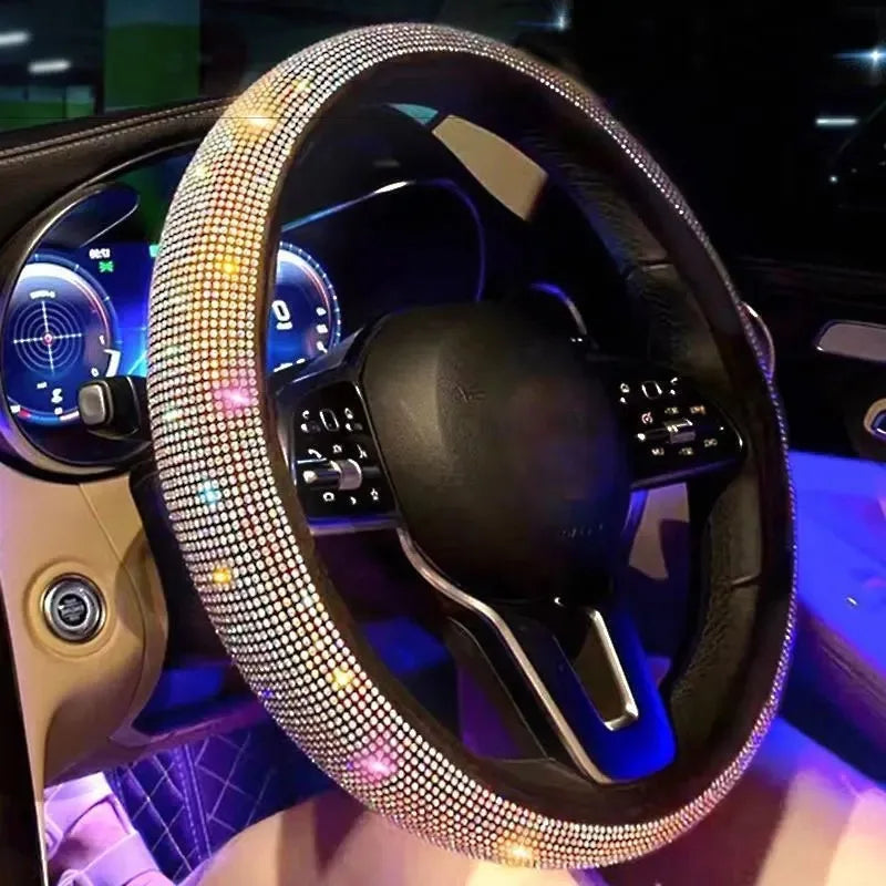 Anti-slip steering wheel cover that improves grip and driving comfort while adding a stylish touch to your car interior. Universal fit for 15 inch / 38cm wheels and easy to install. 🚗✨